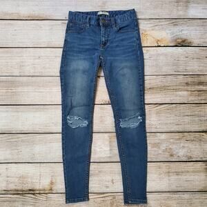 Free People Skinny Jeans Ripped Knee Medium Dark Wash 24